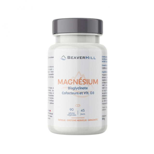 Magnésium Bisglycinate & cofacteurs Beaverhill, 90 gélules